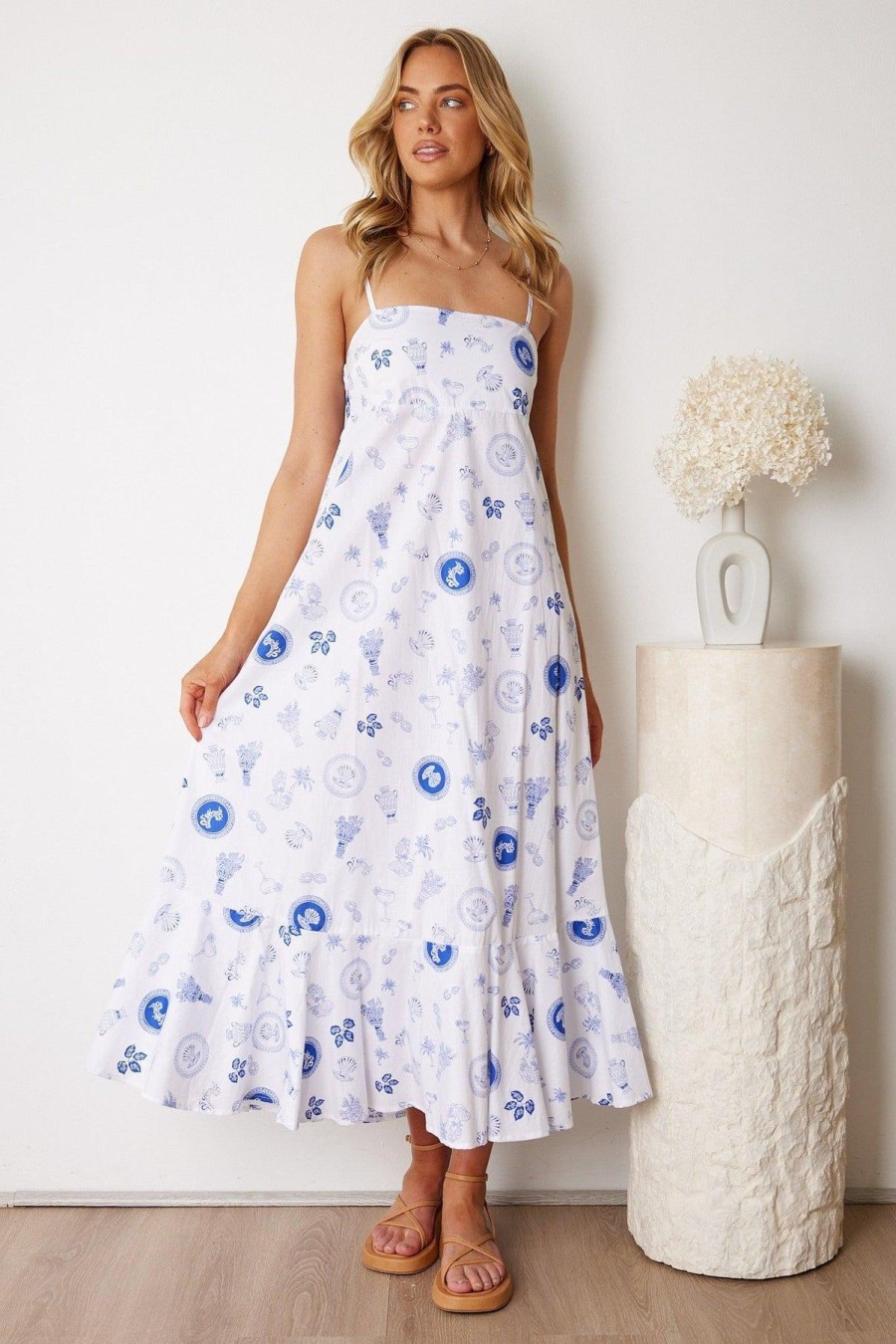 Women Esther & Co Dresses | Caysha Dress-Blue Print