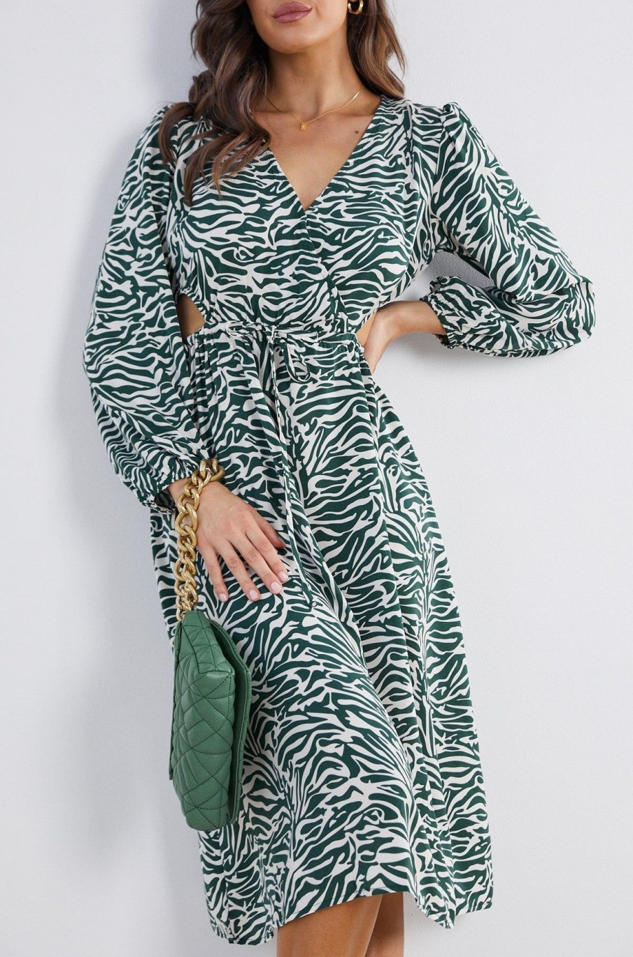 Women Esther & Co Dresses | Fifity Dress-Green Print