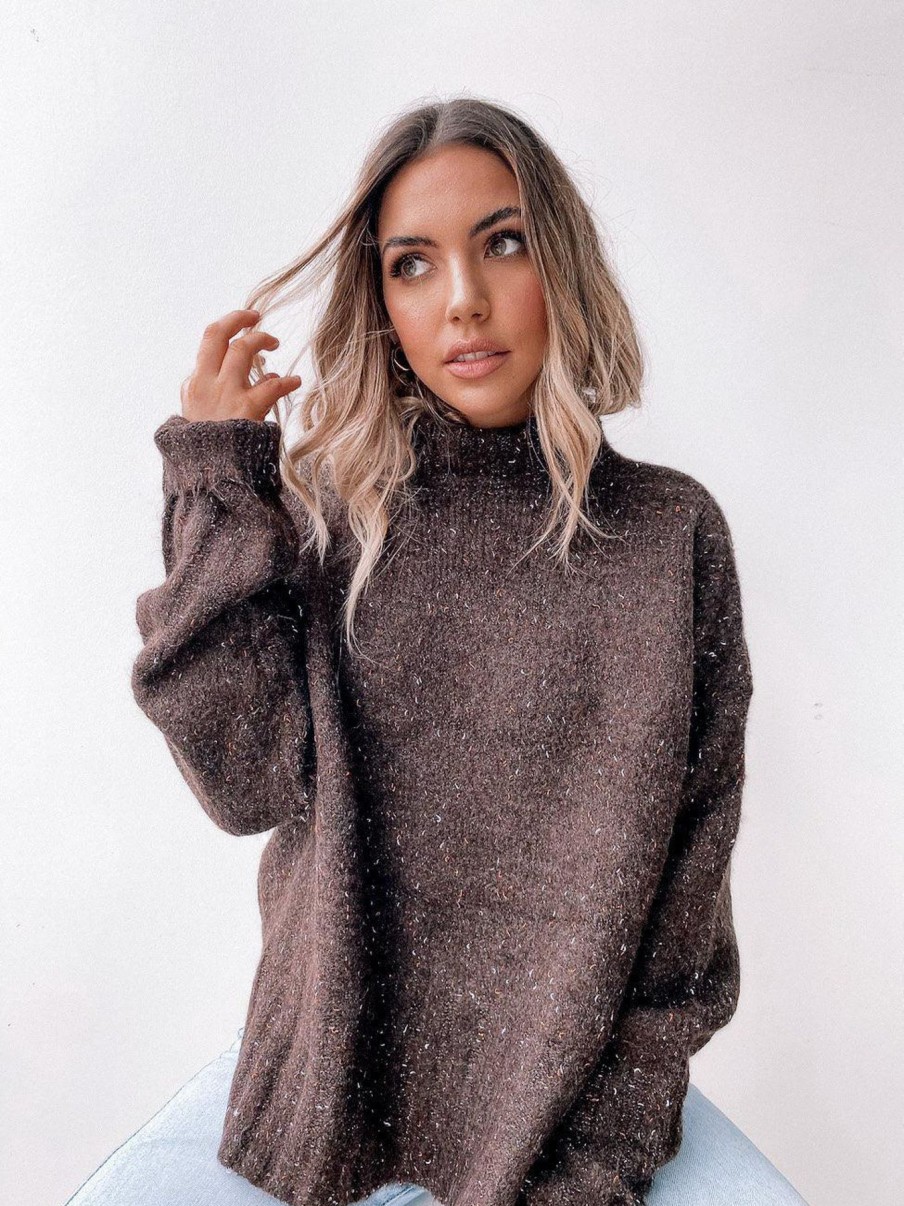 Women Esther & Co Jumpers & Sweaters | Chesterfield Jumper-Chocolate