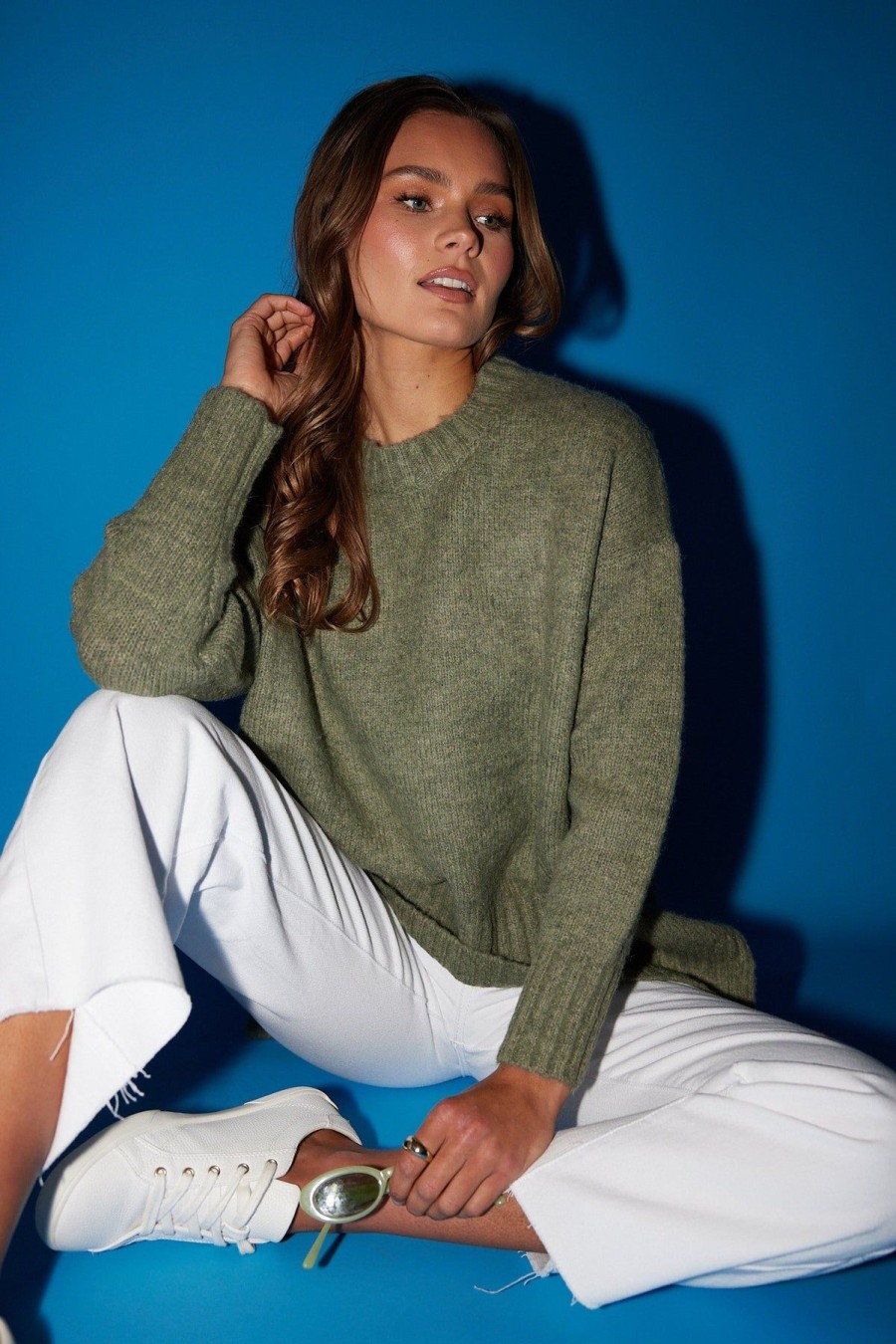 Women Esther & Co Jumpers & Sweaters | Jovana Knit-Khaki