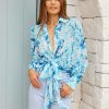 Women Esther & Co Tops | Joelinne Blouse-Blue Marble