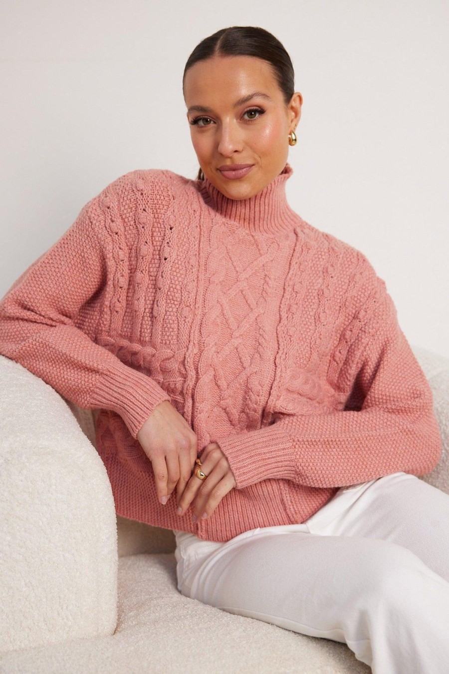 Women Esther & Co Jumpers & Sweaters | Kumi Knit-Brick Red