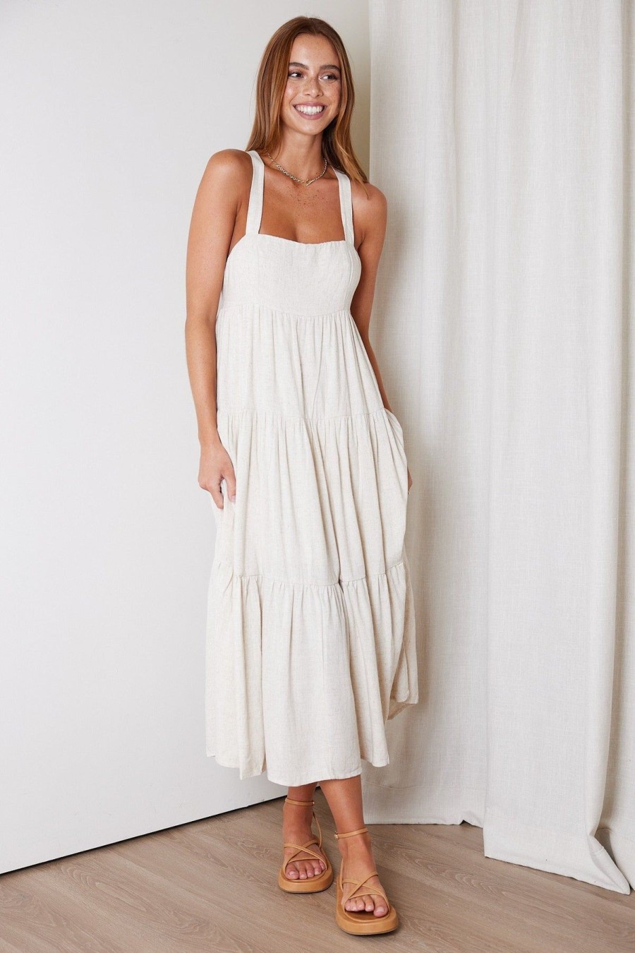 Women Esther & Co Dresses | Emille Dress-Beige