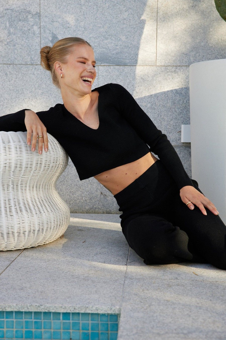 Women Esther & Co Tops | Reanne Knit Top-Black