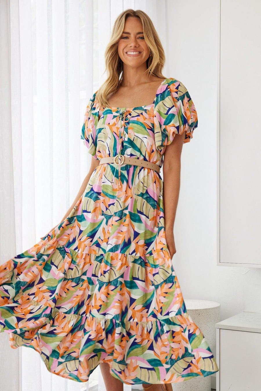 Women Esther & Co Dresses | Axelle Dress-Tropical Print