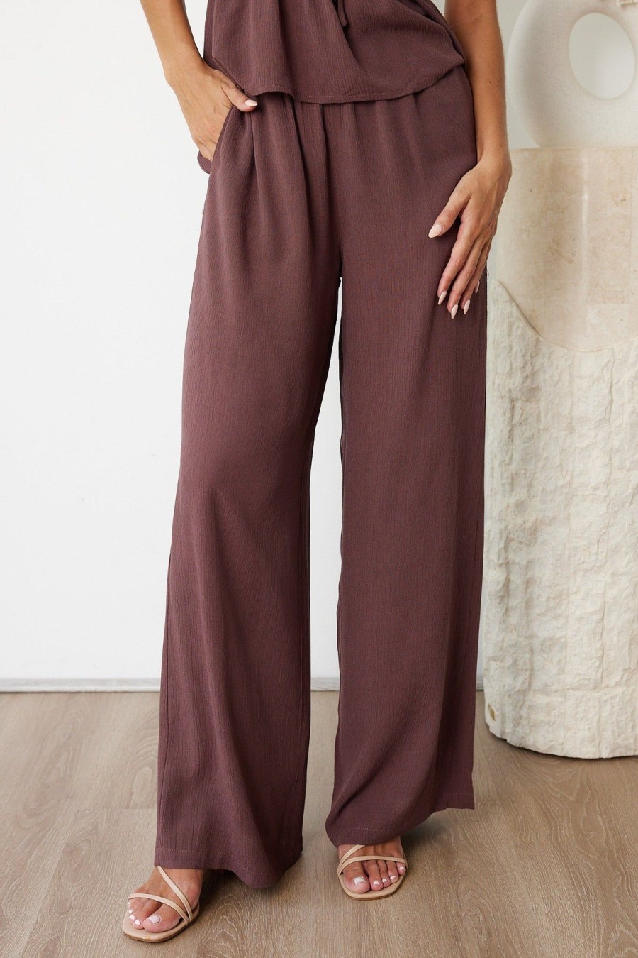 Women Esther & Co Bottoms | Serra Pants-Chocolate