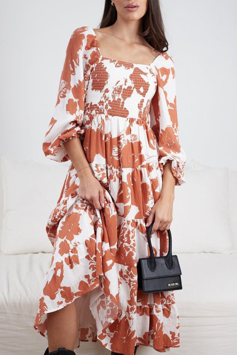 Women Esther & Co Dresses | Rubia Dress-Brown Print