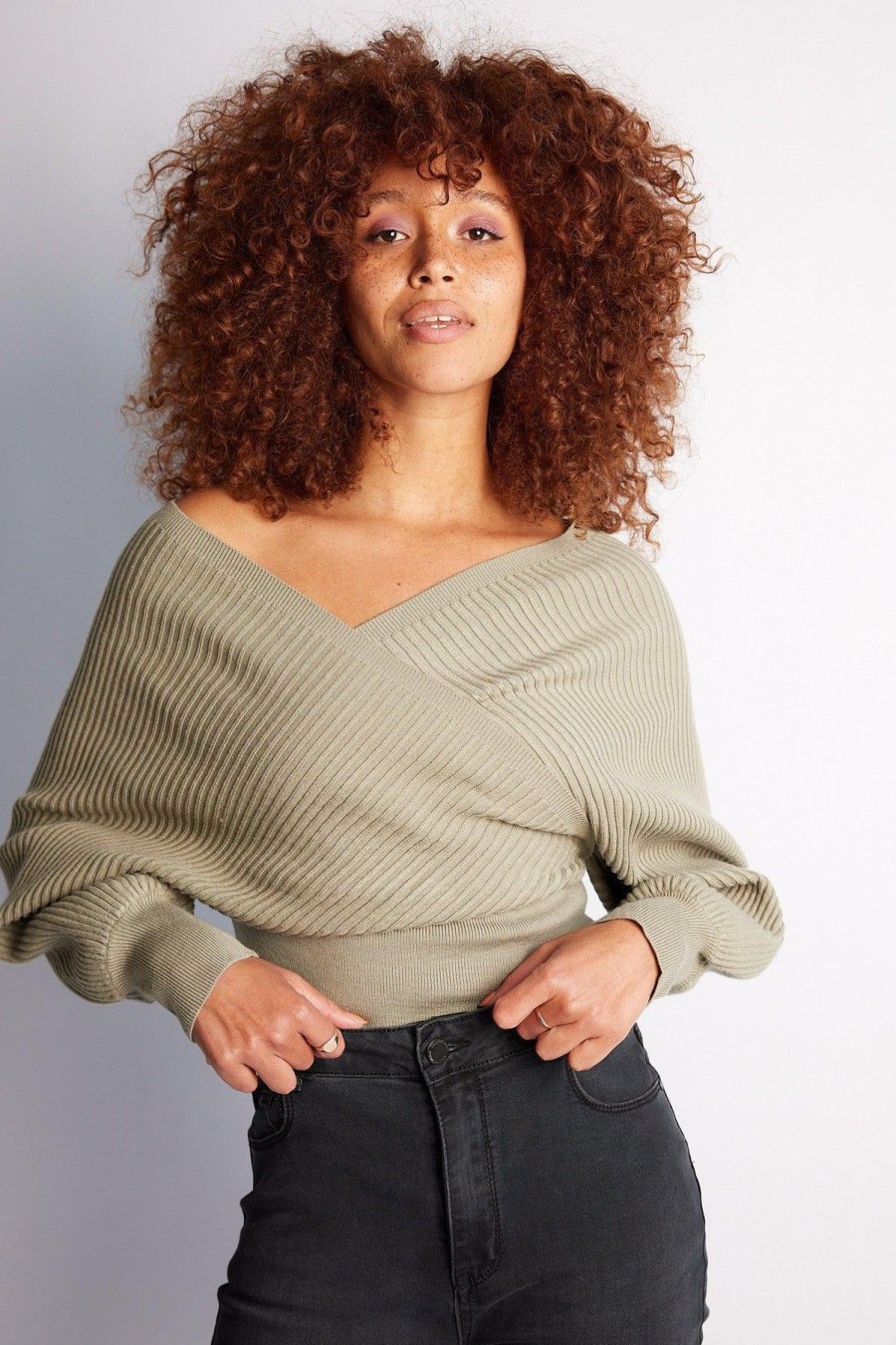 Women Esther & Co Jumpers & Sweaters | Darielle Knit Top-Sage