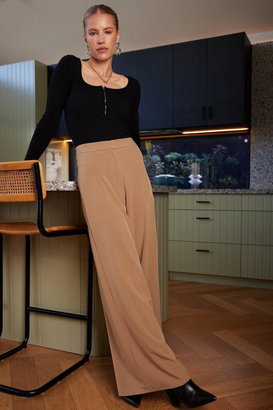 Women Esther & Co Bottoms | Estralla Pants-Brown