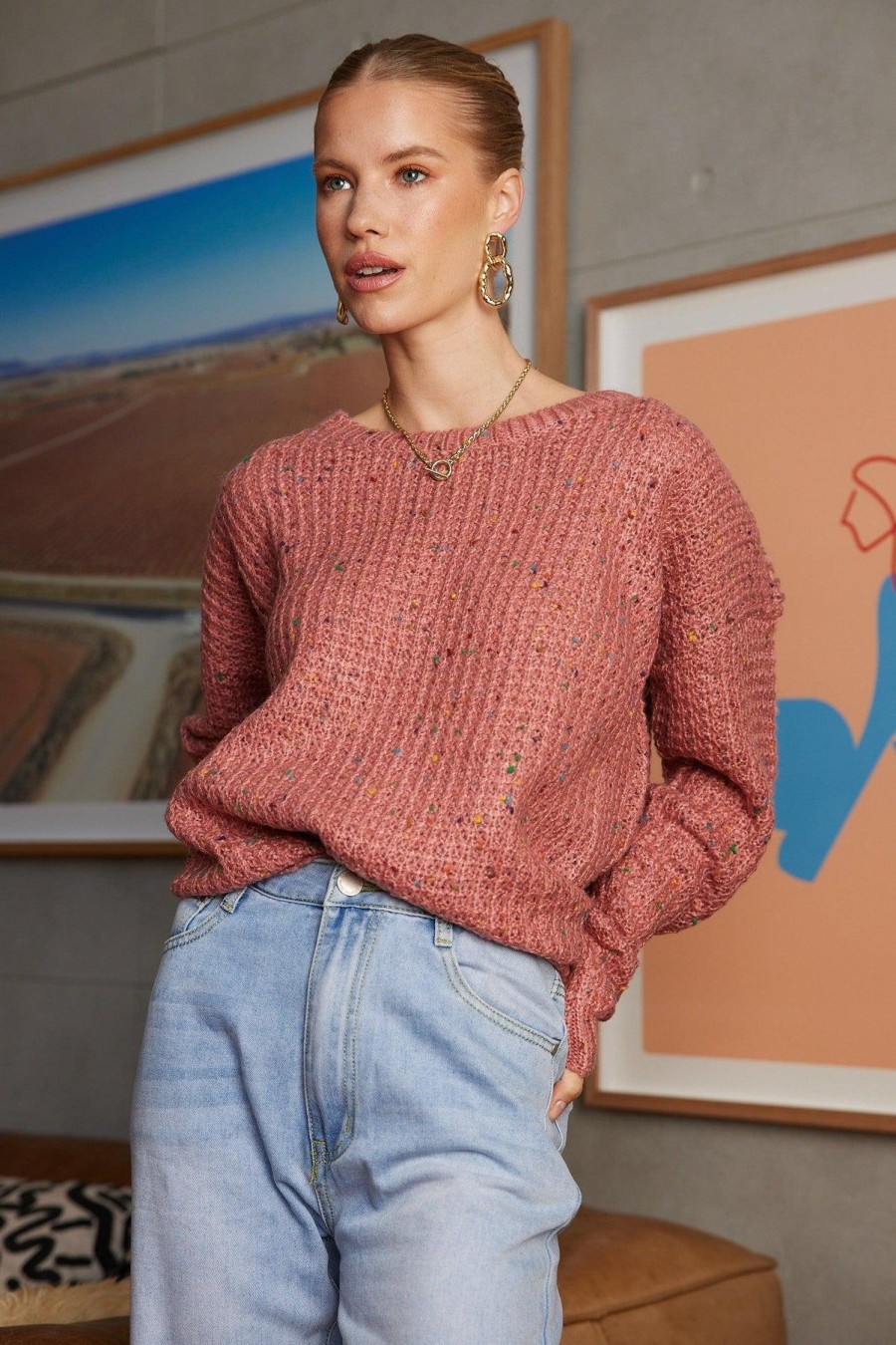 Women Esther & Co Jumpers & Sweaters | Rida Knit-Terracotta