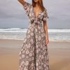 Women Esther & Co Rompers & Jumpsuits | Cereza Jumpsuit-Olive Floral