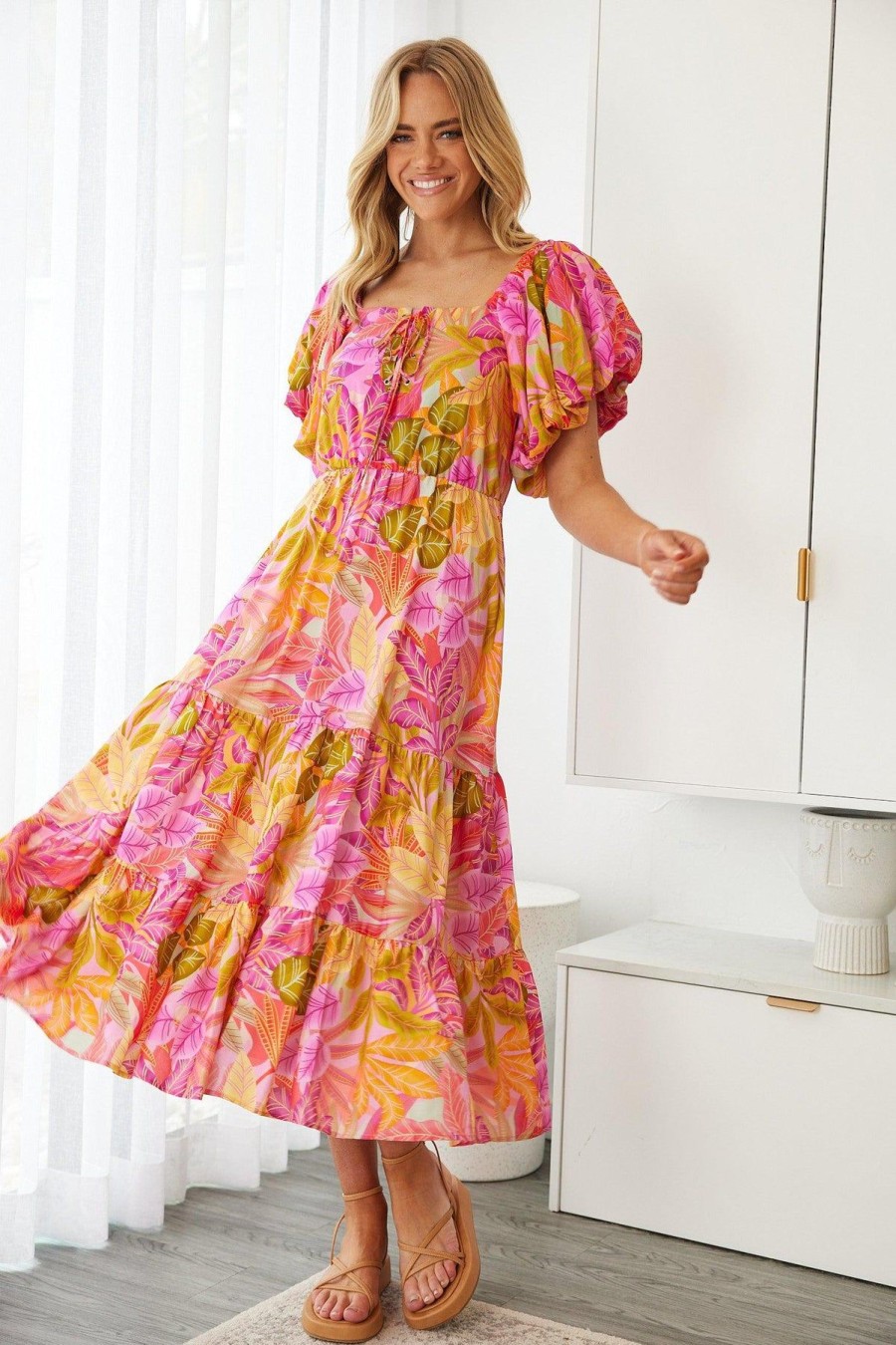 Women Esther & Co Dresses | Axelle Dress-Sunset Print