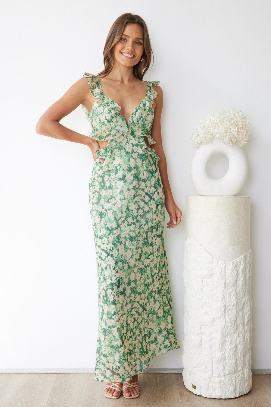 Women Esther & Co Dresses | Teisha Dress-Green Floral