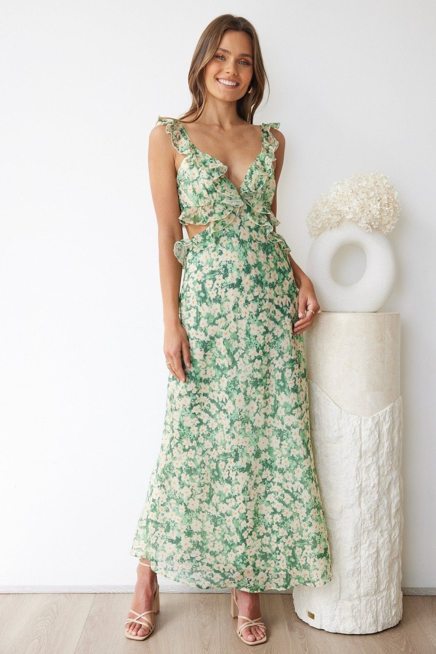 Women Esther & Co Dresses | Teisha Dress-Green Floral