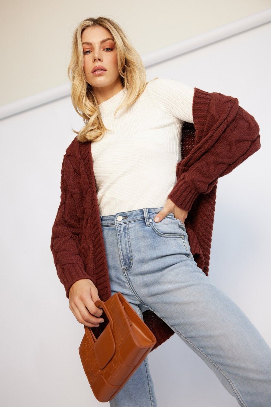 Women Esther & Co Jumpers & Sweaters | Maritah Knit-Chocolate