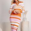 Women Esther & Co Dresses | Denese Knit Dress-Orange Stripe