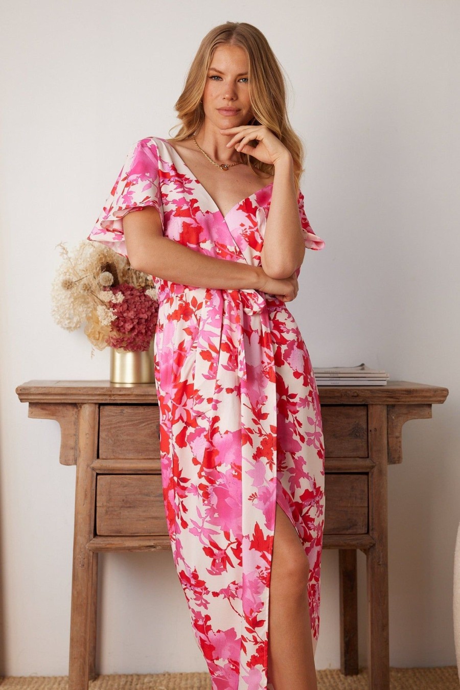 Women Esther & Co Dresses | Anselle Dress-Pink Floral