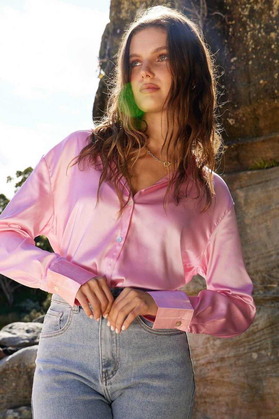 Women Esther & Co Tops | Sandia Shirt-Pink