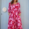 Women Esther & Co Dresses | Samarra Dress-Red Floral