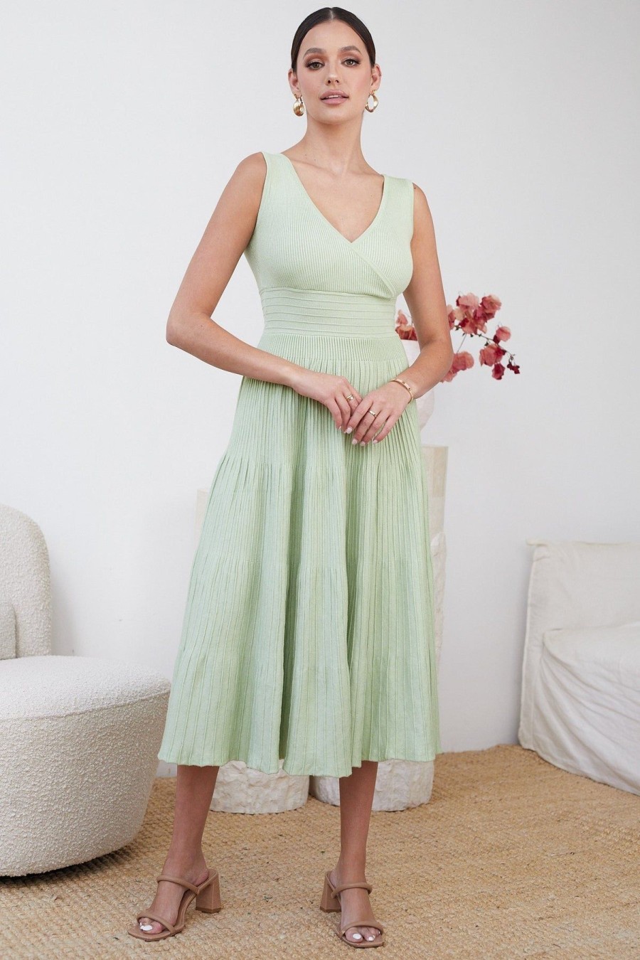 Women Esther & Co Dresses | Sandralee Dress-Sage