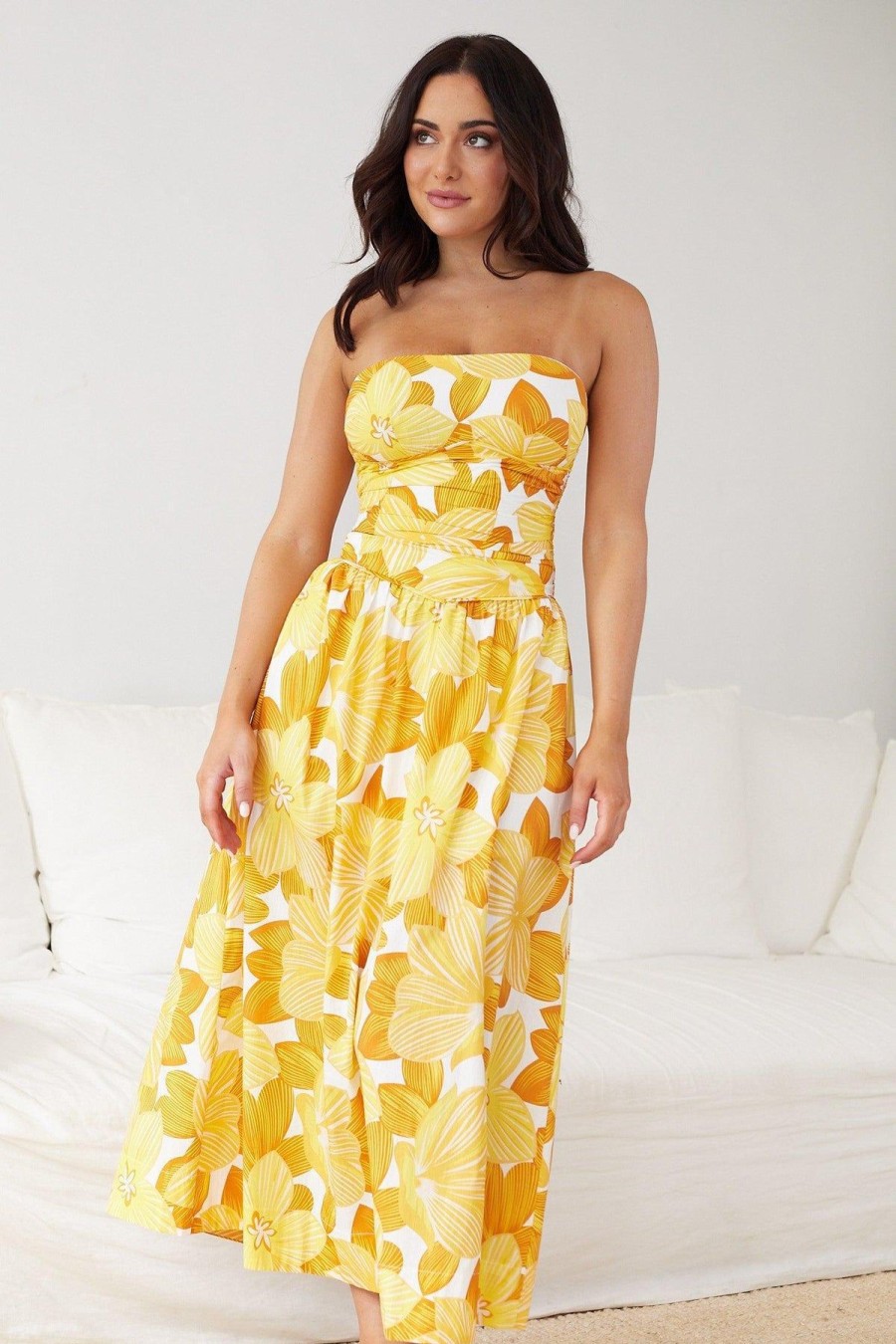 Women Esther & Co Dresses | Yazzy Dress-Yellow Print