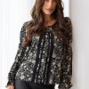 Women Esther & Co Tops | Bretta Blouse-Black Floral