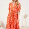 Women Esther & Co Dresses | Erma Dress-Orange Print