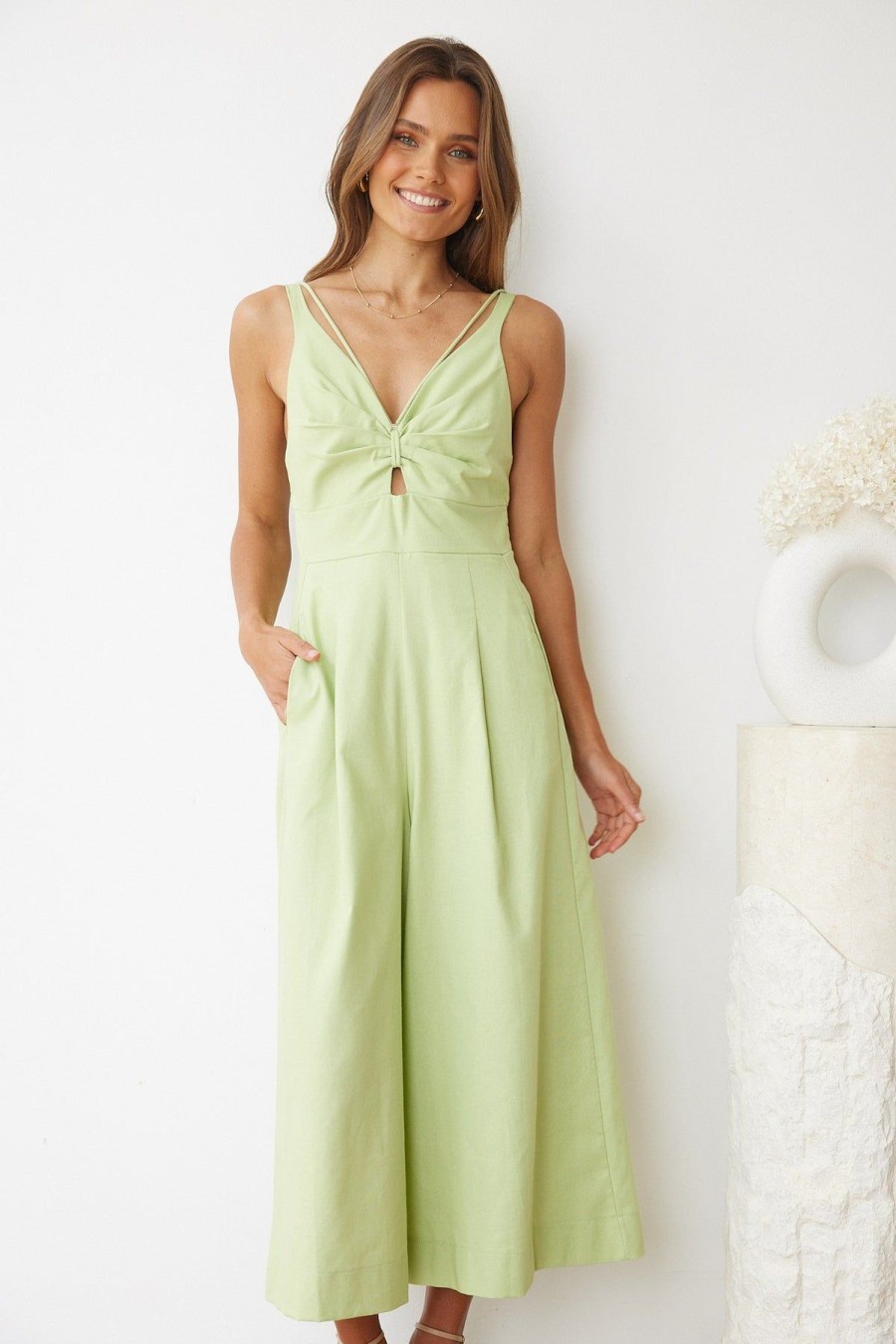 Women Esther & Co Rompers & Jumpsuits | Qiara Jumpsuit-Sage