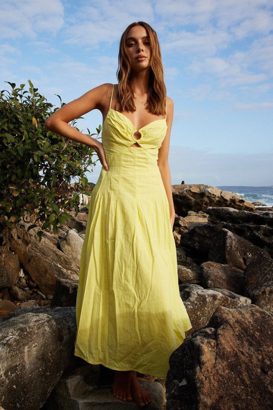 Women Esther & Co Dresses | Acelle Dress-Yellow