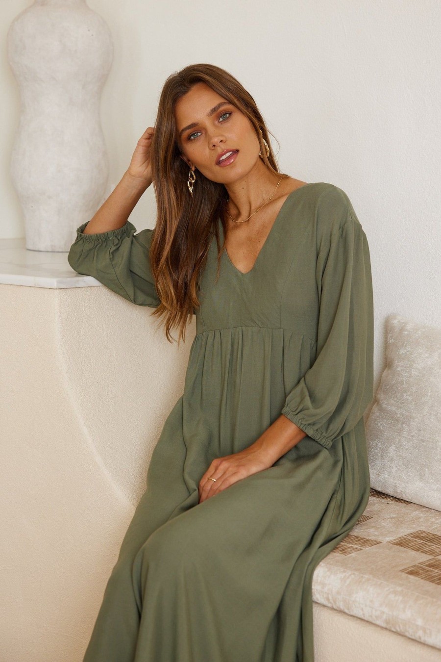 Women Esther & Co Dresses | Samarra Dress-Sage