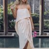 Women Esther & Co Dresses | Fleur Strapless Dress-Apricot