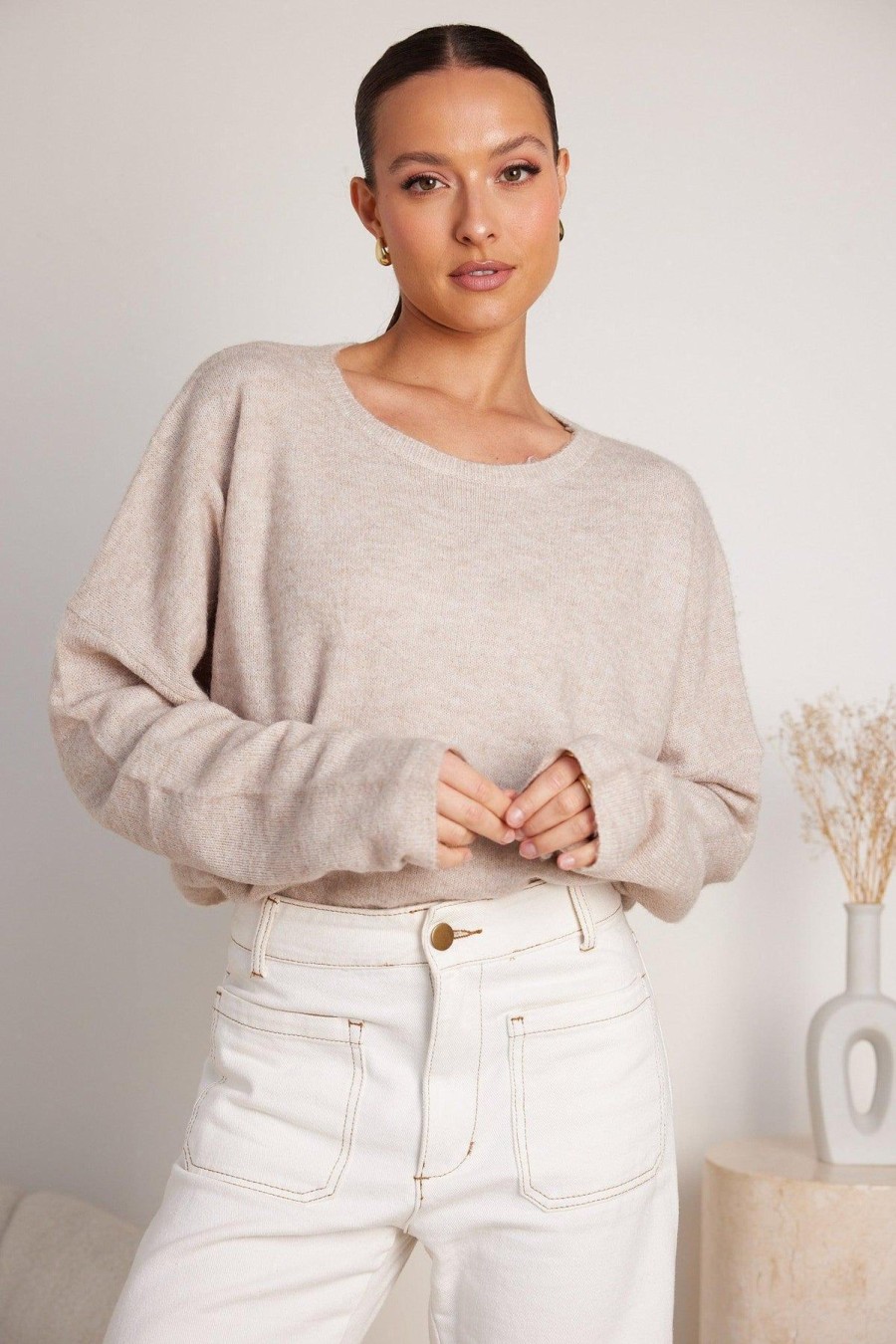 Women Esther & Co Jumpers & Sweaters | Joansy Knit-Grey