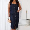 Women Esther & Co Dresses | Karinza Dress-Dark Indigo Wash