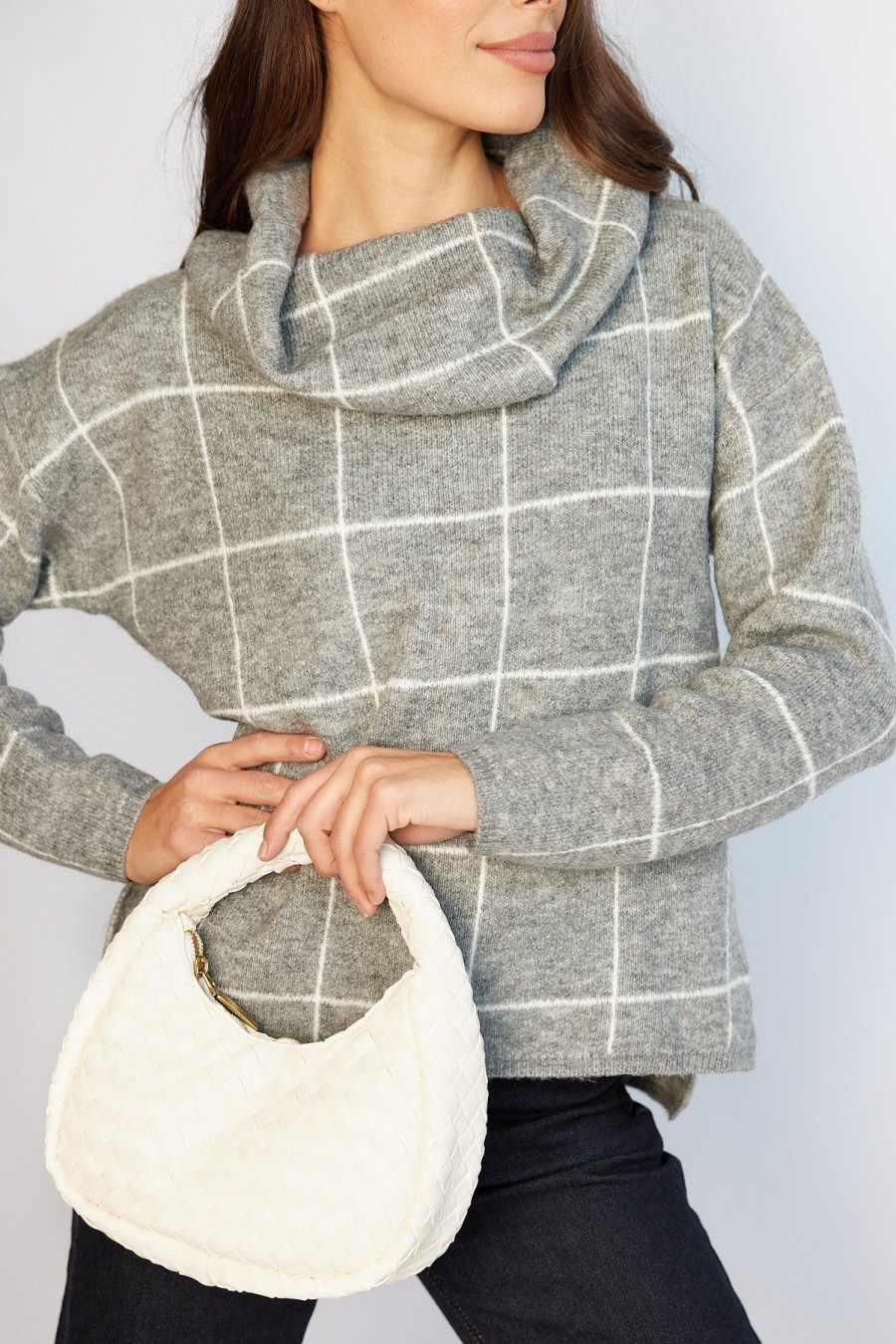 Women Esther & Co Jumpers & Sweaters | Armanda Knit-Grey Check