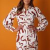 Women Esther & Co Dresses | Deliana Dress-Brown Print