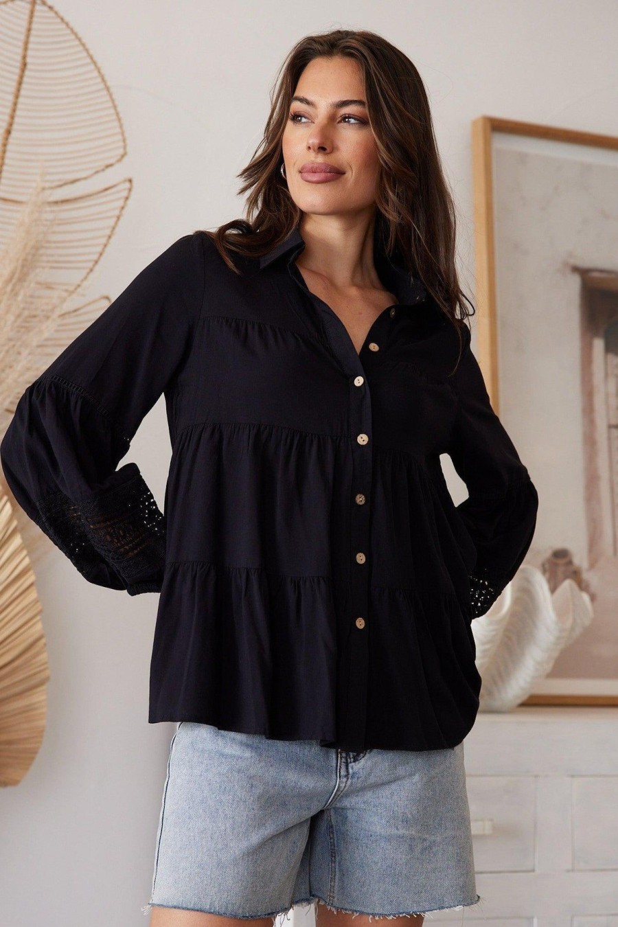 Women Esther & Co Tops | Rogelia Blouse-Black