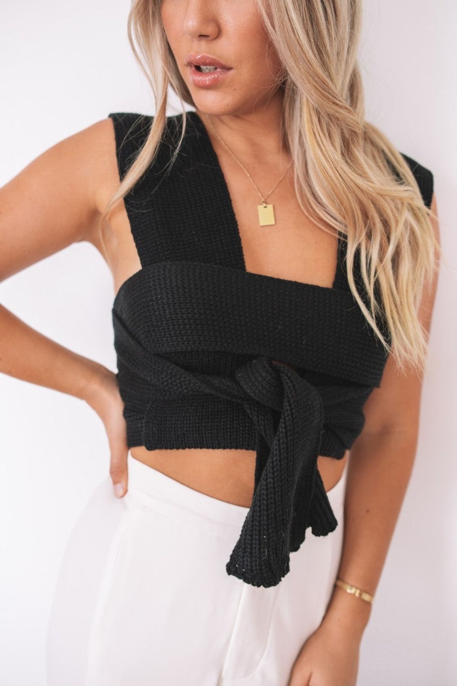 Women Esther & Co Tops | Madelynn Wrap-Black