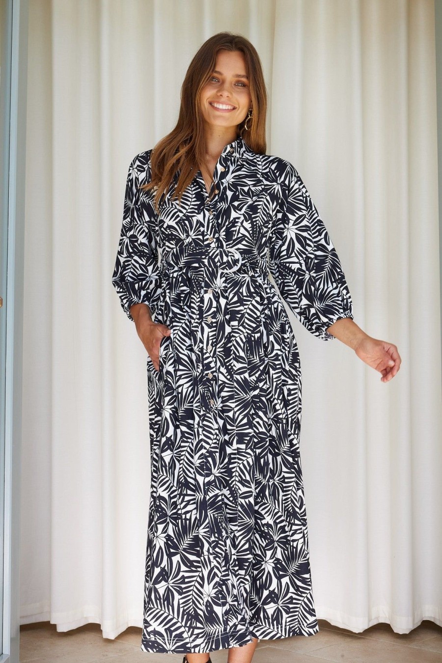 Women Esther & Co Dresses | Charie Dress-Mono Print