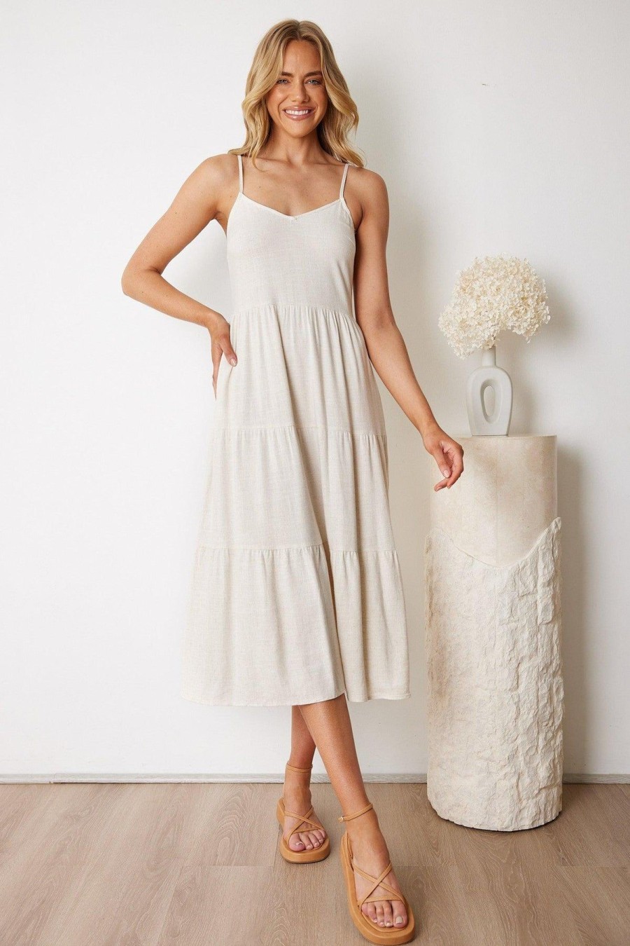 Women Esther & Co Dresses | Sonya Dress-Beige