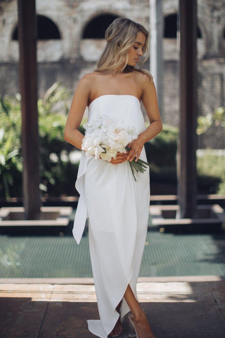 Women Esther & Co Dresses | Fleur Strapless Maxi Dress-Ivory