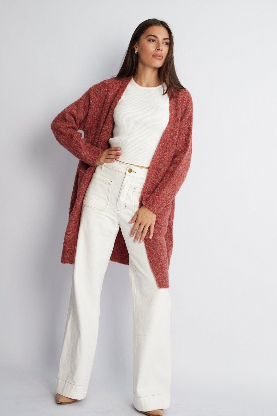 Women Esther & Co Jumpers & Sweaters | Naoma Cardigan-Rust