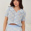 Women Esther & Co Sets | Xiara Crochet Top-Blue Check