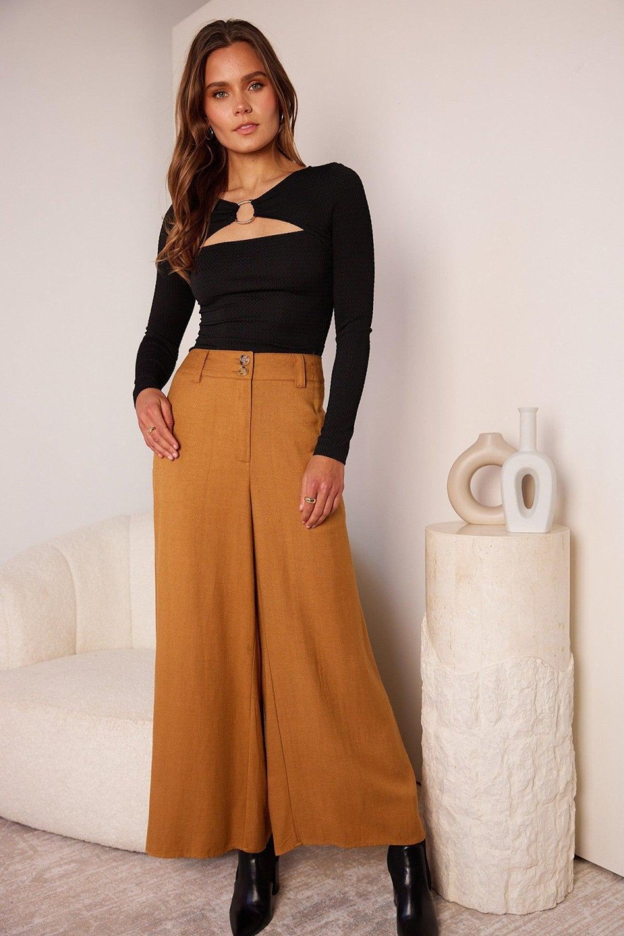 Women Esther & Co Bottoms | Alka Pants-Camel