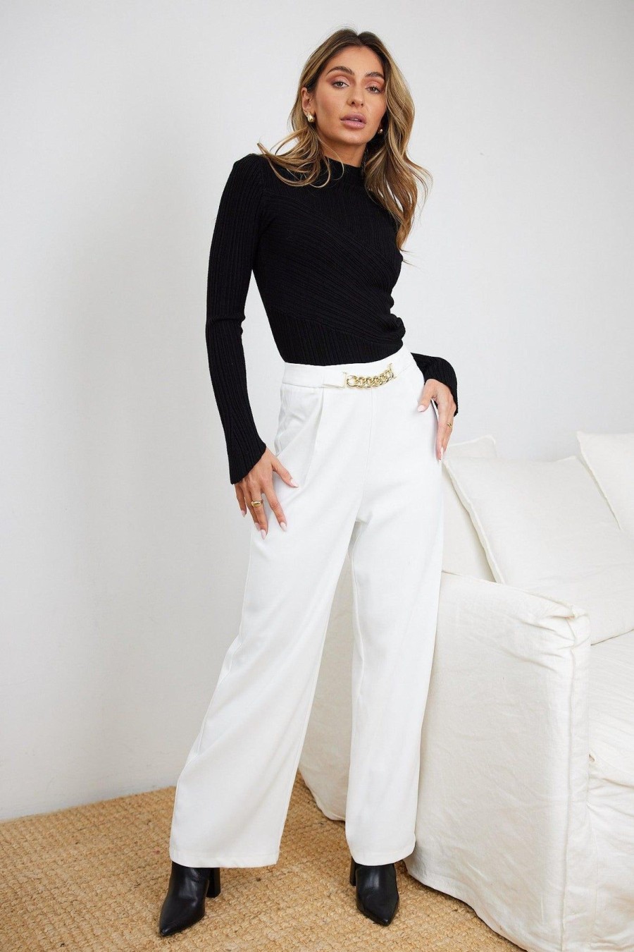 Women Esther & Co Bottoms | Leeta Pants-White