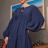 Women Esther & Co Dresses | Janya Dress-Navy Print