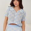 Women Esther & Co Tops | Xiara Crochet Top-Blue Check