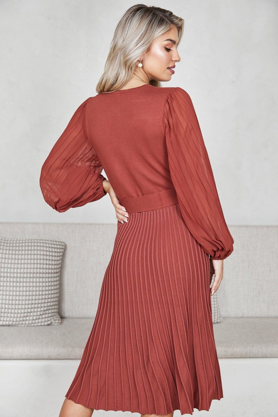 Women Esther & Co Dresses | Abby Mae Dress-Rust