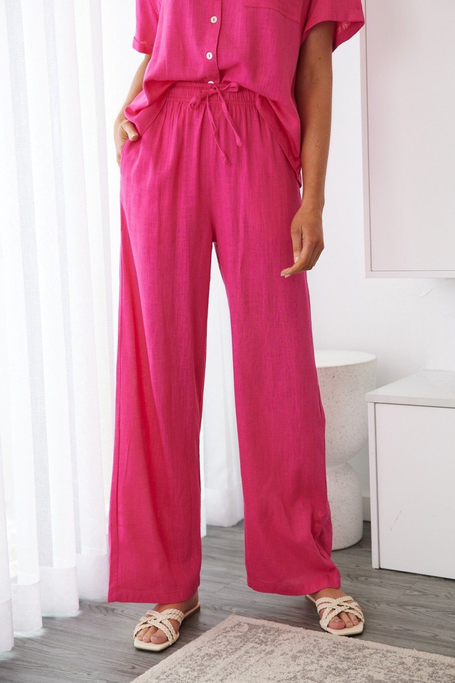 Women Esther & Co Bottoms | Chyna Pants-Hot Pink