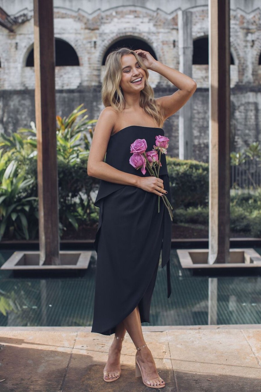 Women Esther & Co Dresses | Fleur Strapless Dress-Black