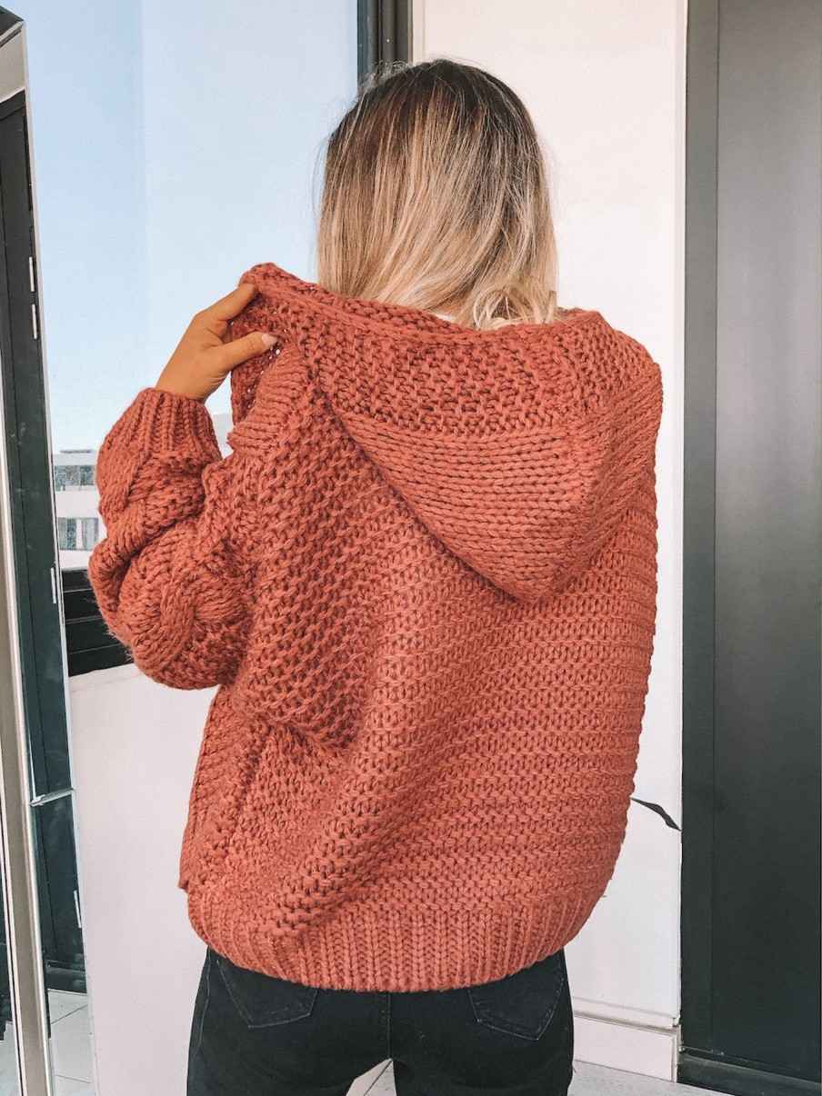 Women Esther & Co Jumpers & Sweaters | Jorja Cardigan-Dark Rust